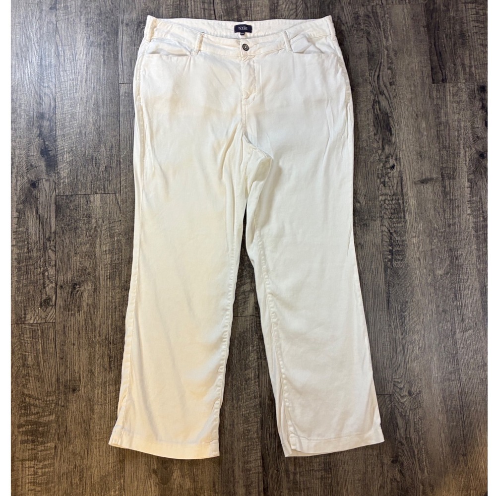 NYDJ White Linen Blend Wide Leg Lift Tuck Technology Pants Size 16P PAKB2219